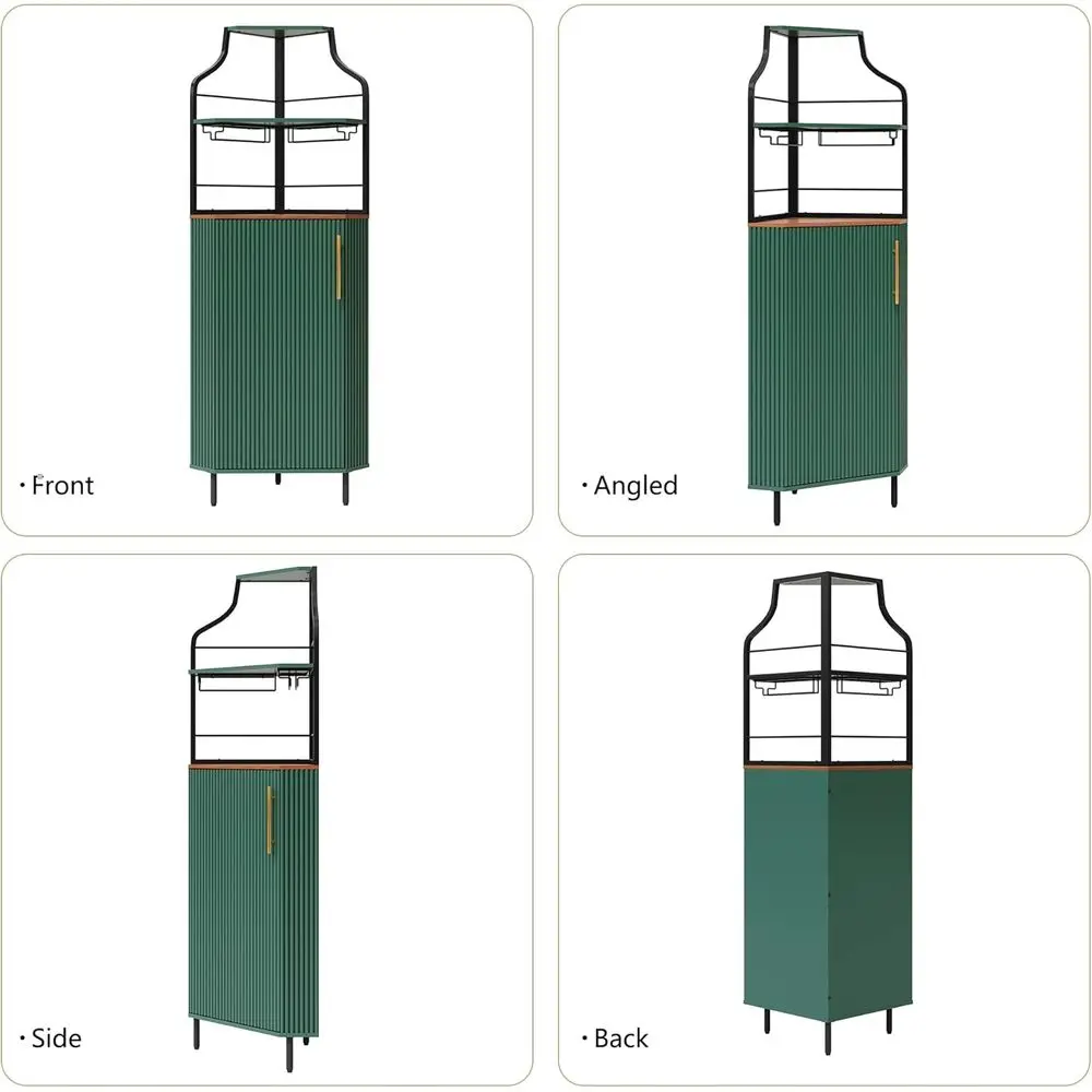 LED照明付き4段コーヒーバーキャビネット、グラスホルダー付き、キッチン、ダイニング、リビングルームでの酒類保管に最適、G