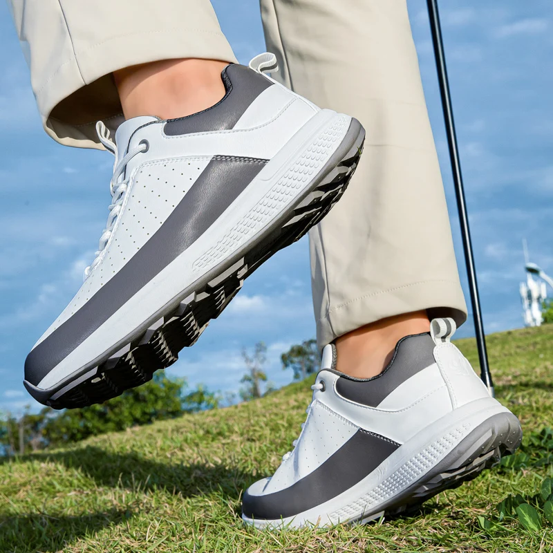 أحذية جولف للرجال والنساء أحذية رياضية جلدية خارجية مسطحة للمشي احترافية عصرية ناعمة مقاس كبير أزرق أسود 39-47 #4