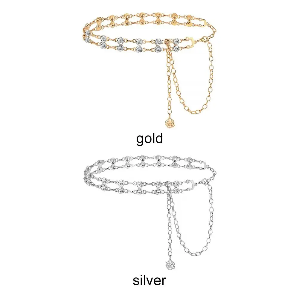 Dress Jeans Decorative Casual Slimming Cummerbands Crystal Waist Band Luxury Thin Waistband Rhinestone Metal Chain Belt