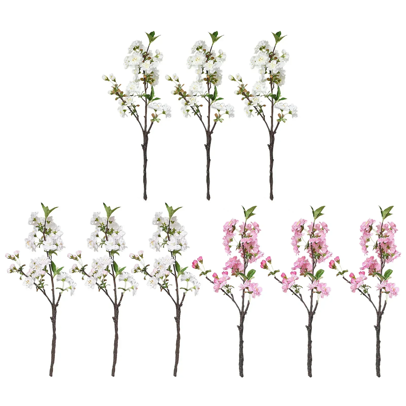 

3Pcs Simulated Cherry Blossoms, Fake Silk Sakura, Artificial Flower Branches, Wedding and Home Decoration for Indoor and Outdoor