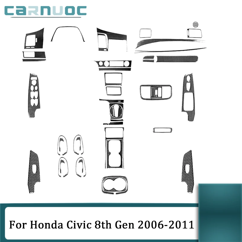 

For Honda Civic 8th Gen 2006 2007 2008 2009 2010 2011 Carbon Fiber Black Styling Stickers Car Interior Decorative Accessories