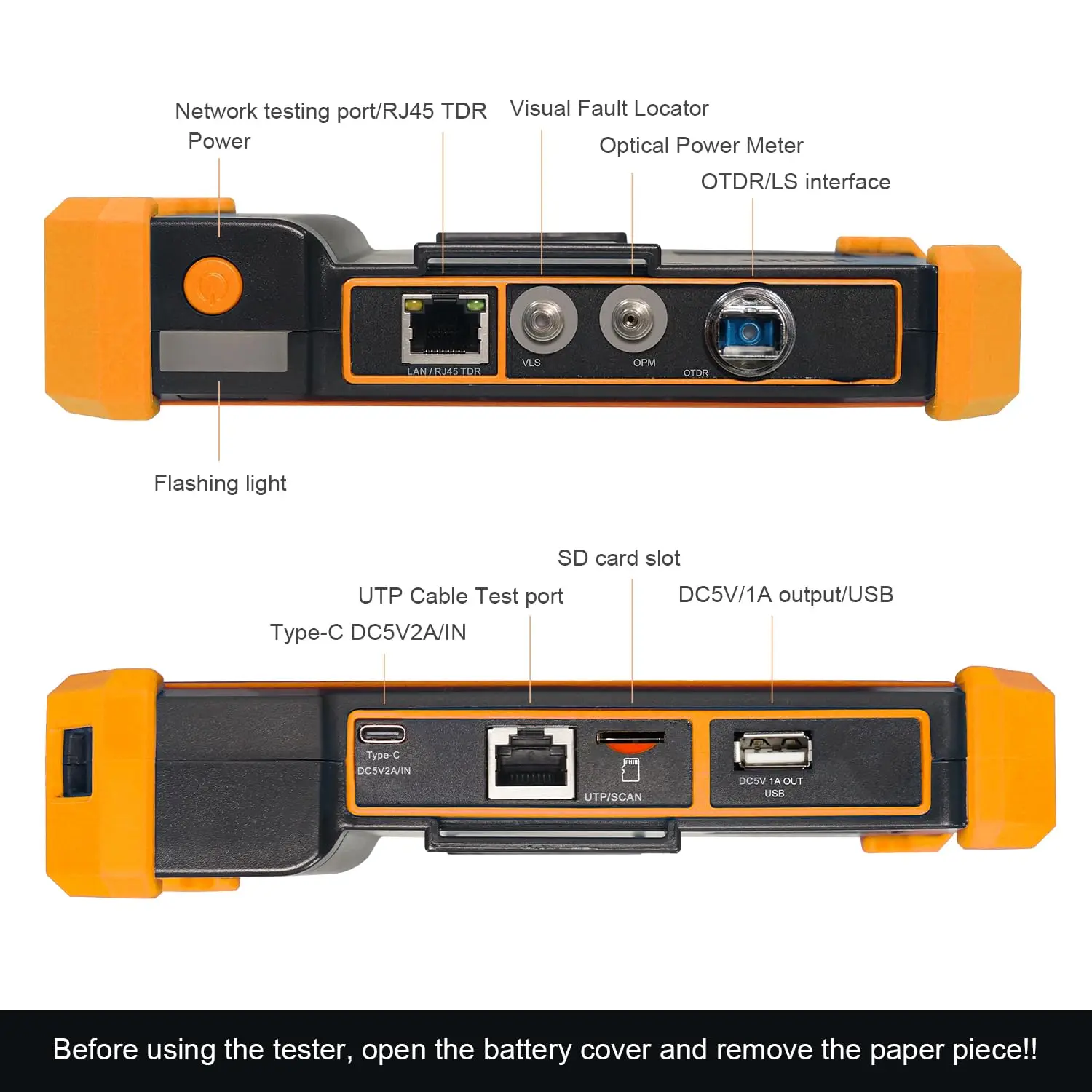 5.55-inch Touchscreen  Live Fiber Testing at 1310/1490/1577nm Optical Power Meter  Visual Fault Locator RJ45 Cable Diagnostics