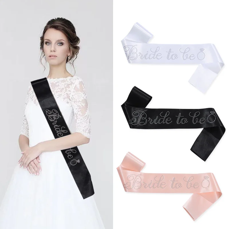 New colored Ding cloth hot drill Wedding Party Bride to be Bride Wedding Ribbon Fashion Single Party Prom Ribbon