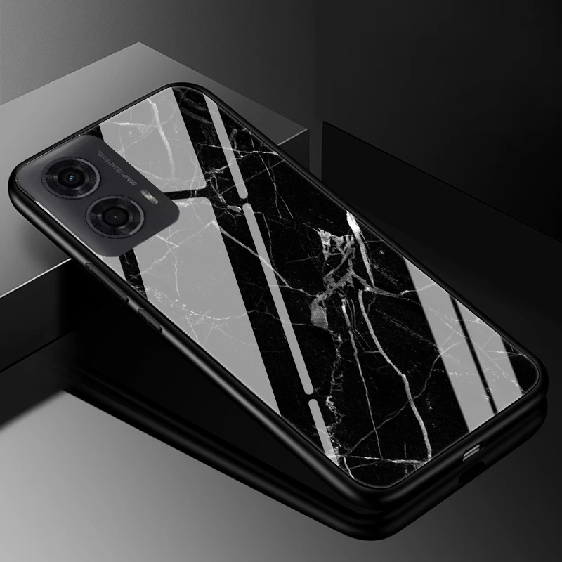 Tempered Glass Hard Cover For Motorola Moto Moto G Play G STYLUS 5G 2023 Power 2022 edge 40 Neo Case Marble Funda Coque Cover