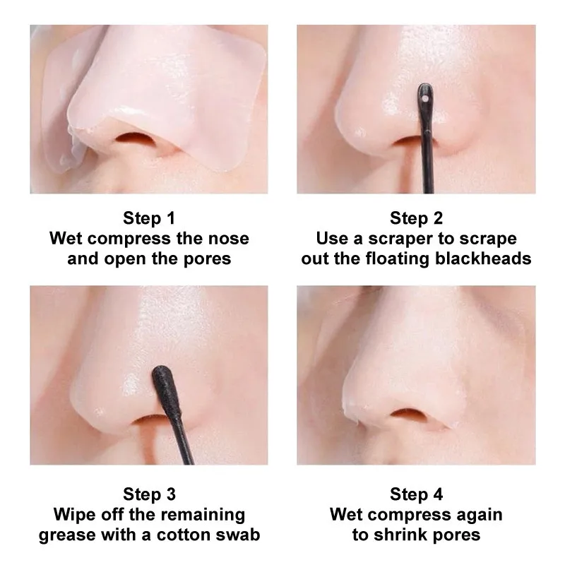 100/50Pcs Double Headed Blackhead Remover Swabs Cleaner Cotton Swabs with Comedones Extractor Individually Wrapped Beauty Tools