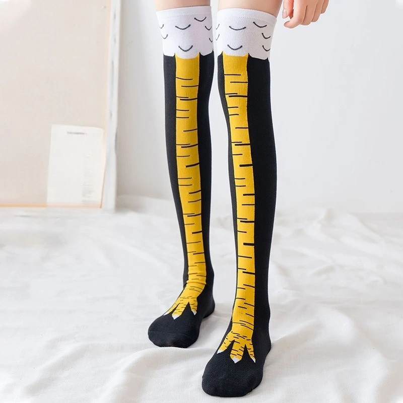 Women Men Funny 3D Chicken Socks Print Cartoon Cosplay High flexibility Thigh High Sock Cotton Fashion Thin Toe Feet