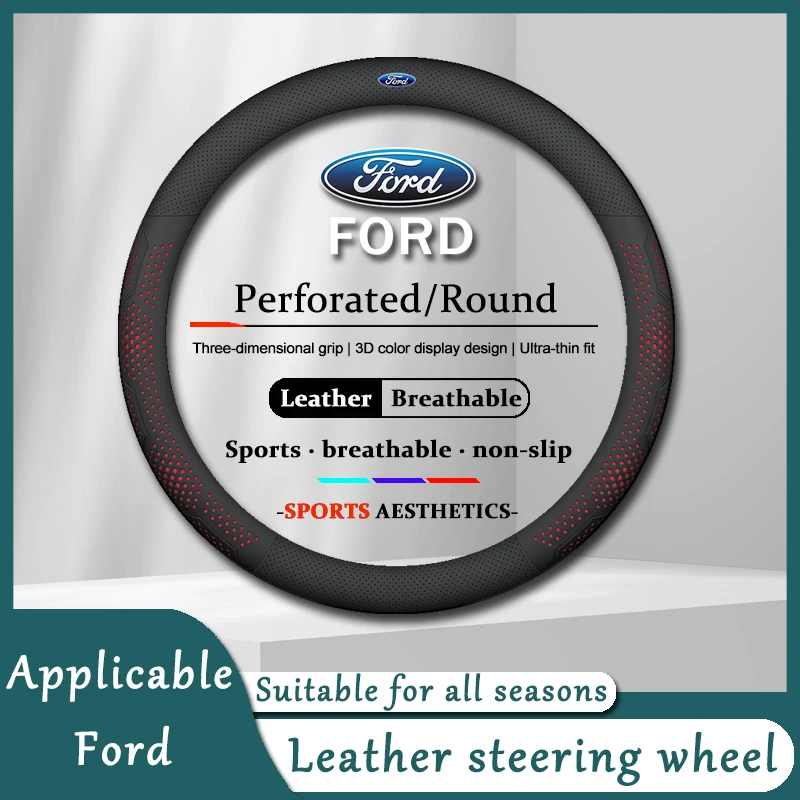 

Steering Wheel Leather Protective Cover Anti-slip Breathable For Ford Focus Fiesta Shelby Mondeo Kuga MK2 MK3 Mustang MAX Taurus