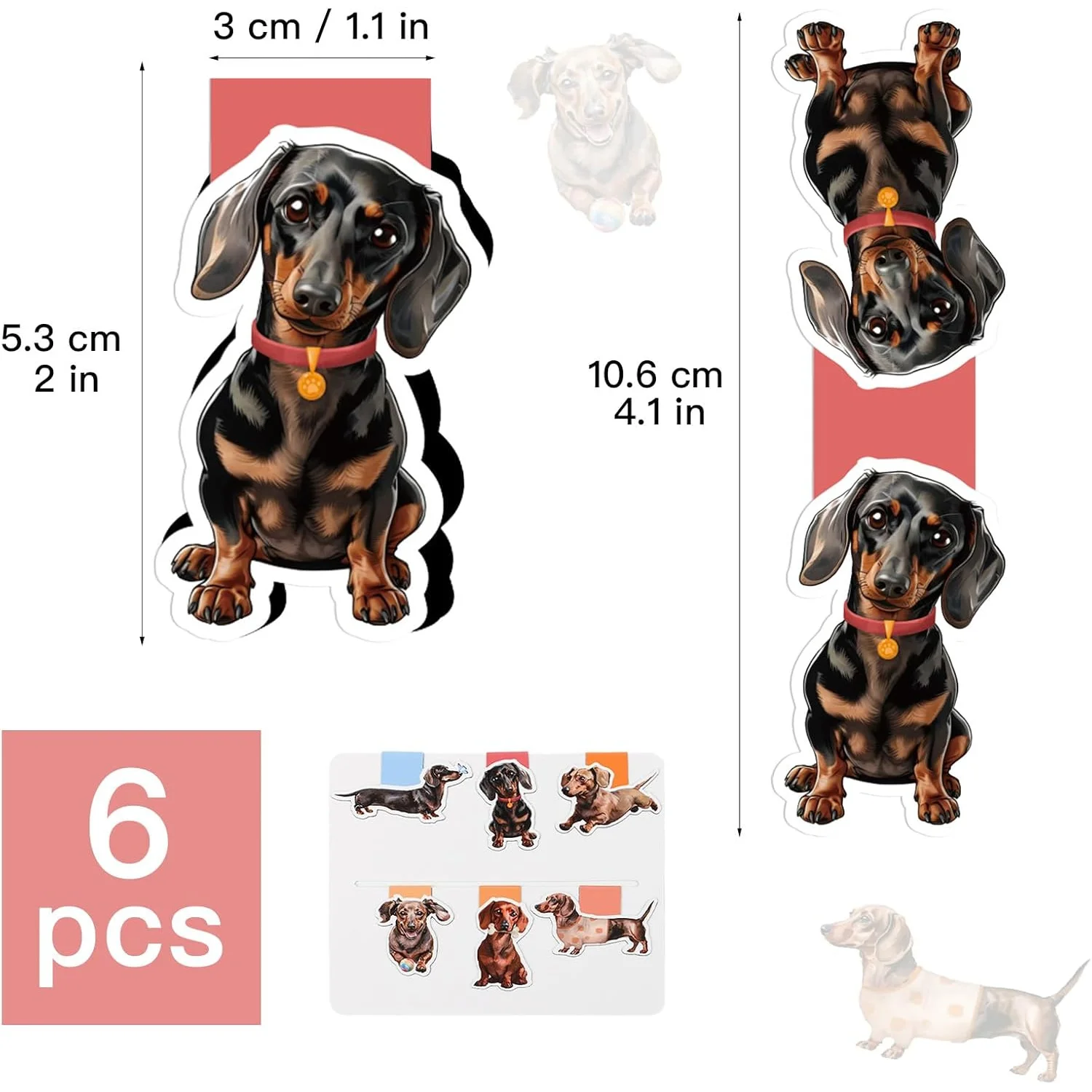 6/12 Darcy Dog Themed Waterproof Magnetic bookmarks, The Perfect Gift For Dog lovers, Perfect For Use In Offices And Schools