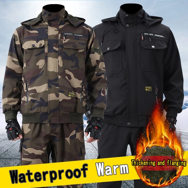 Camouflage Clothes Autumn Automobile Repair Construction Work Suit Cold Proof Waterproof Winter Plush Thickened Cotton Clothes