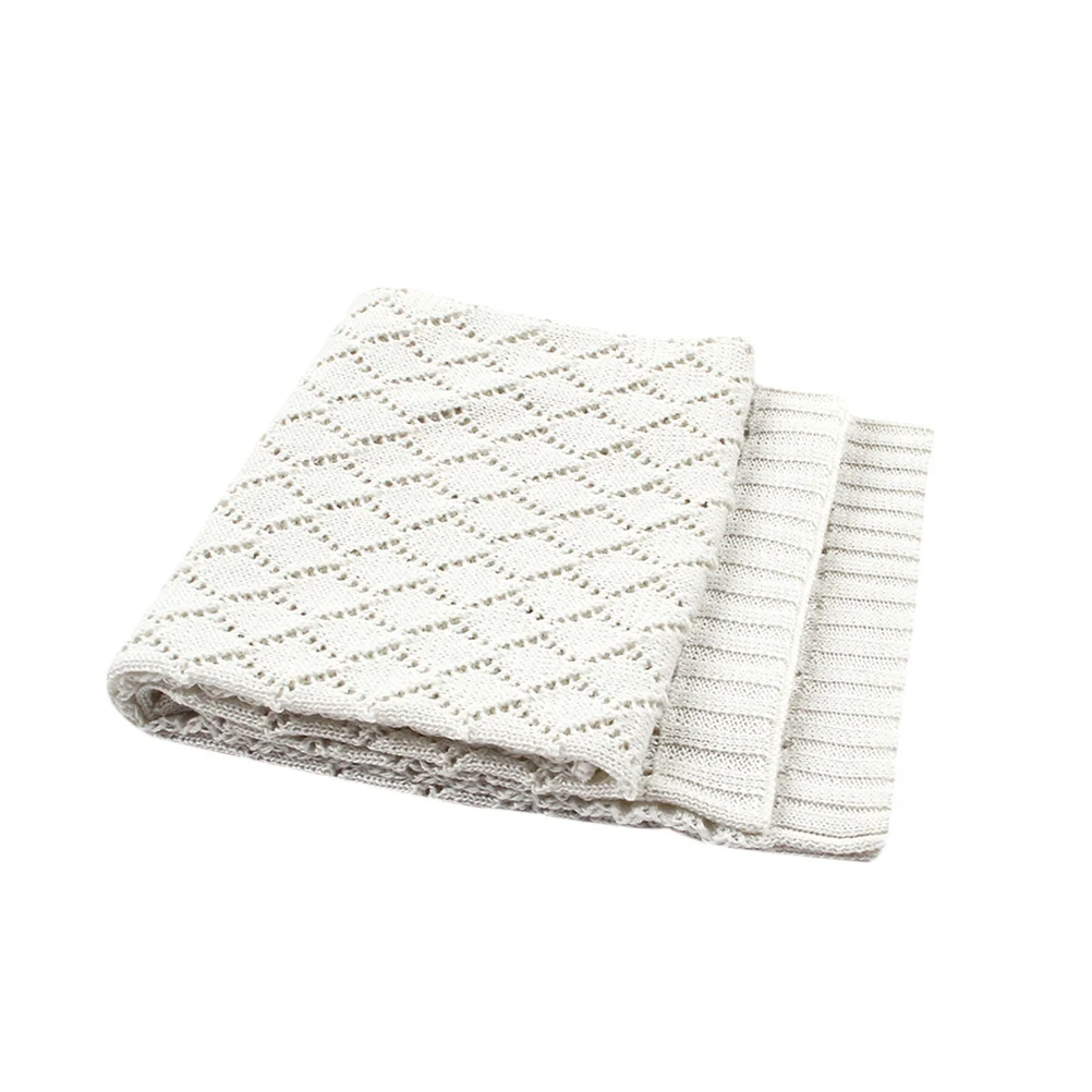 طفل جوفاء التدريجي محبوك الخريف الشتاء بطانية لينة الدافئة عربة الرضع بطانية خفيفة الوزن غطاء الطفل الأبيض