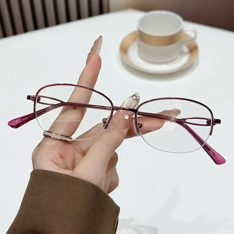 نظارات قصر النظر النسائية على طراز INS نظارات معدنية جديدة نصف إطار عصرية متعددة الاستخدامات تحجب الضوء الأزرق نظارات قصيرة البصر