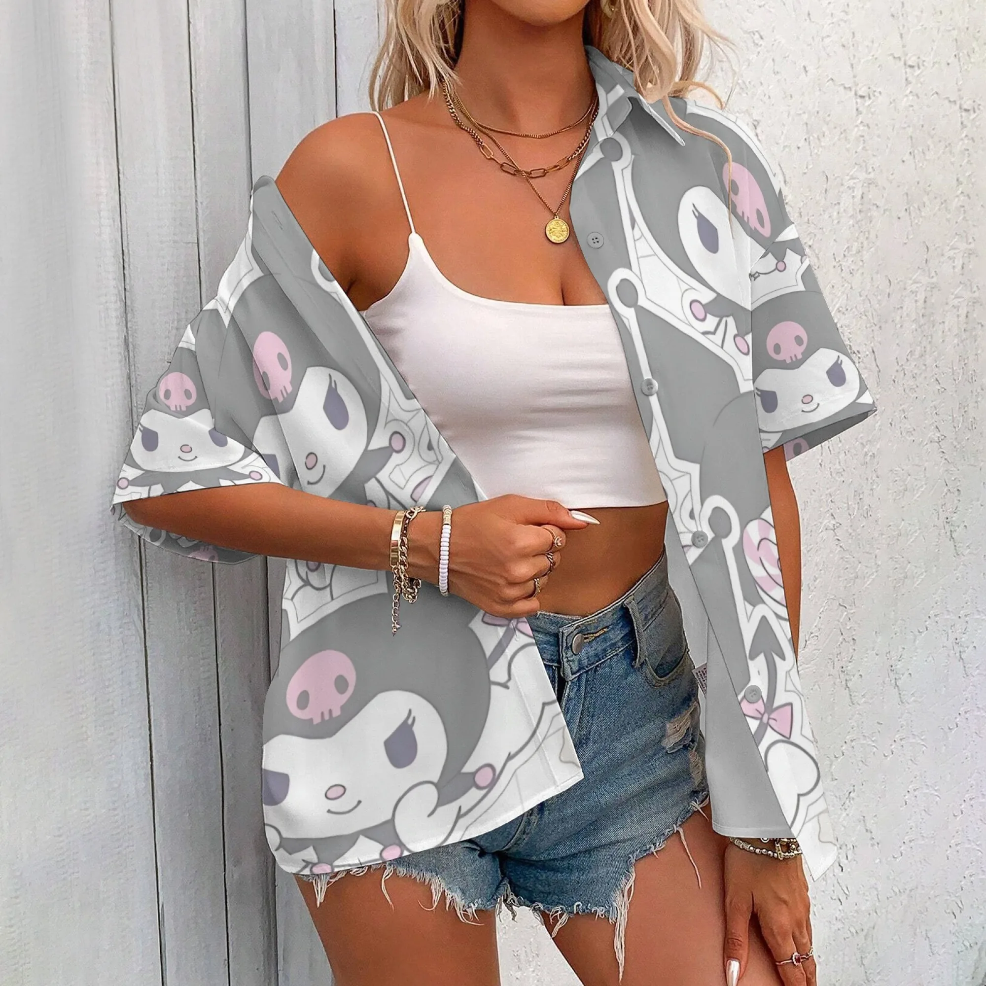 Kaus Kuromi Kaus Grafis Pakaian Wanita Kaus Kuromi Kaus Besar Uniseks Lengan Panjang Kaus Pakaian Wanita untuk Wanita