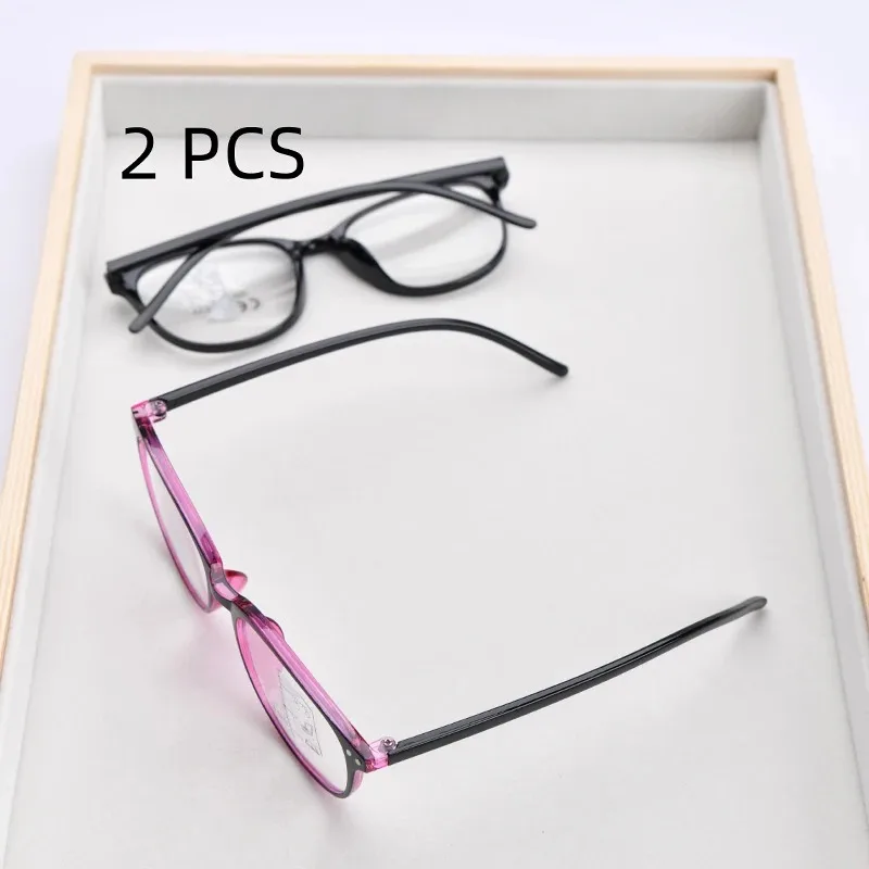 2-teiliges Set, runde Fassung, progressive Gläser, Herren, ultraleicht, HD, multifokale Lesebrille, Damen, Blaulichtfilter +3,5 +4,0 – Detail 5