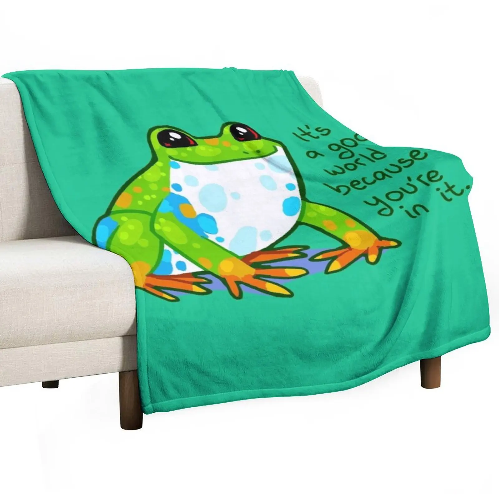 

It's a good world because you're in it Frog Throw Blanket blankets and throws Flannels decorative for babies Blankets