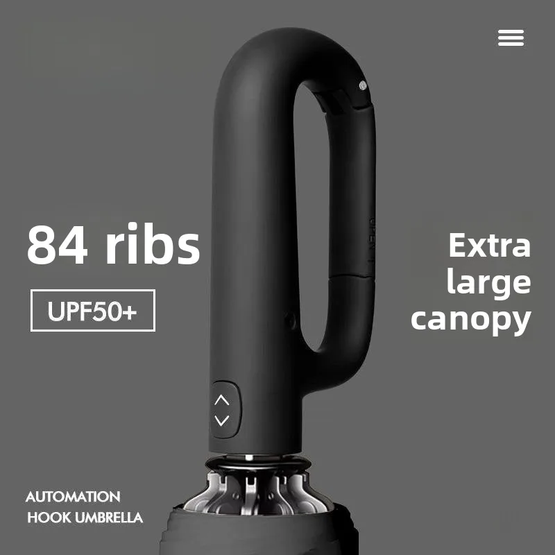 

Утолщенный автоматический зонт с кольцевой застежкой, портативный, большой размер, усиленный, мужской, складной, с крючком, для защиты от солнца и дождя, универсальный, женский.