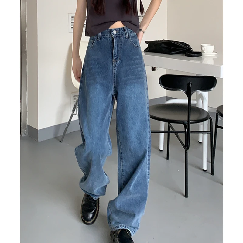 

Women's Bottoms Blue Jeans High Waist Thin Fashion Leisure Straight American Oversized Hip Hop Mopping Wide Leg Pants Autumn