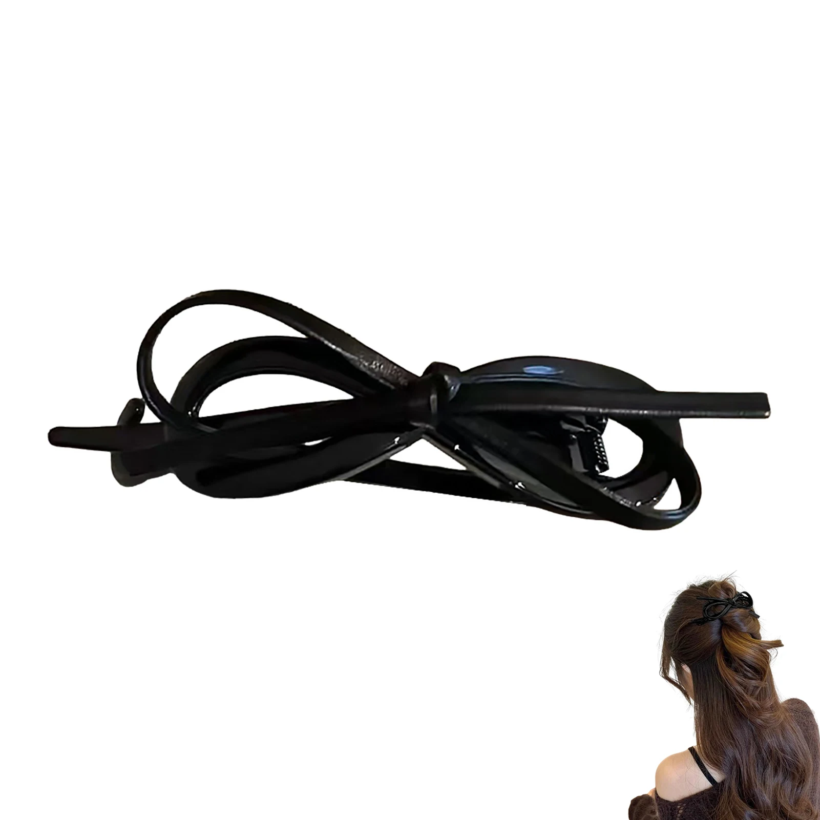 Koreanischer Stil Haarspange mit Drehverschluss, Kunstleder-Schleifenknoten für Damen, Vintage-Elegante Haarklammer für Party-Haaraccessoires – Detail 1