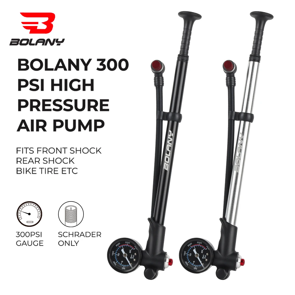 Bolany 300Psi Hand Air Pump Aluminum Alloy MTB Bicycle Bike Pump Mini Hose Posterior Bile Duct Tire Inflator Valve  Piezometer