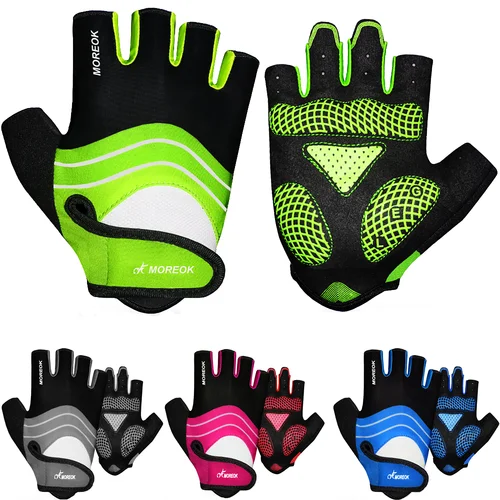 Guantes de ciclismo MOREOK, guantes de medio dedo para bicicleta, almohadillas de silicona de 5MM, guantes para bicicleta, guantes para bicicleta de montaña absorbentes de golpes