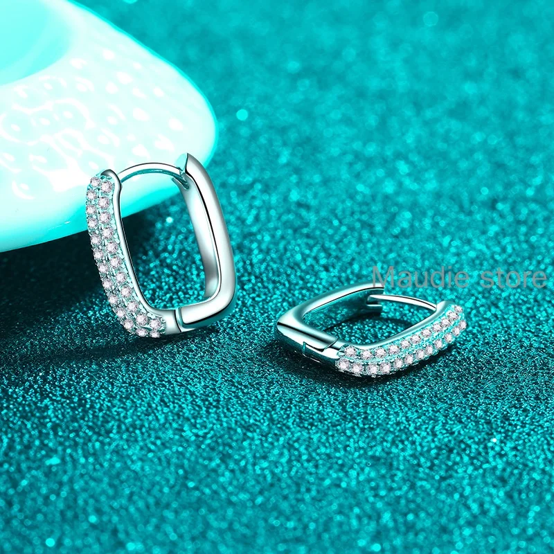 All Stone Real Moissanite Diamond Hook Earrings for Women Ins Hot Fashion 100% Pass Diamont Test S925 Earring for Women