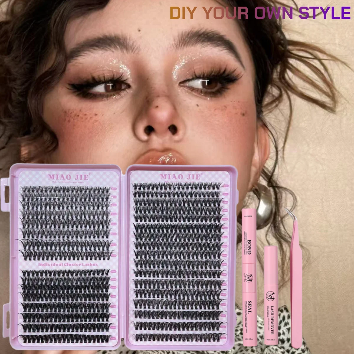 MIAOJIE まつげエクステキット ラッシュクラスター Dカール 個別まつげキット アプリケーター付き Dカール 9-16mm ミックスレングス 個別まつげ