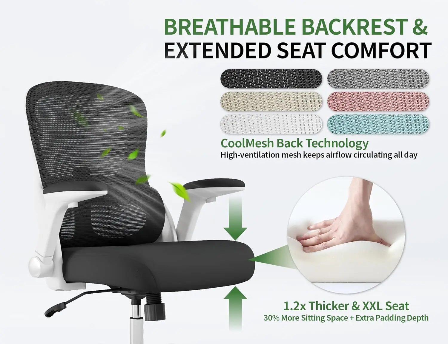 Silla de oficina ergonómica: sillas de escritorio para computadora, cómoda silla de juegos de malla con respaldo alto y soporte lumbar ajustable, nueva popularidad