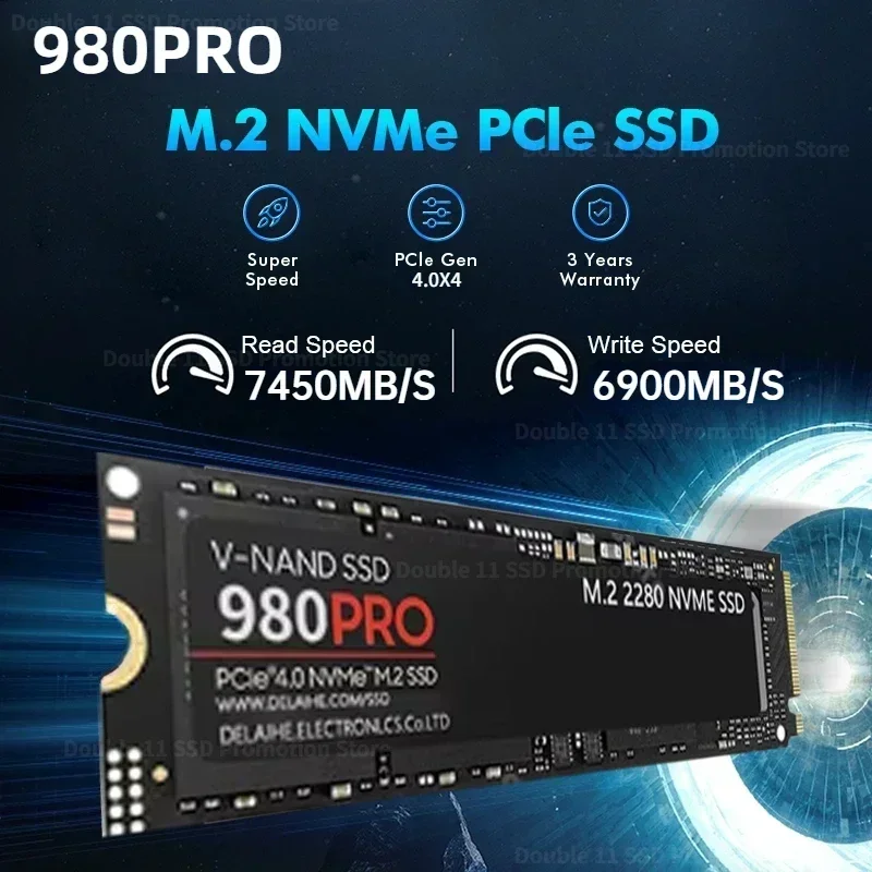 Original NEW 980PRO 1TB 2TB 8TB SSD Internal Solid State Disk M2 2280 PCIe Gen 4.0 NVMe 7450MB/s for PS5 Laptop Desktop Computer