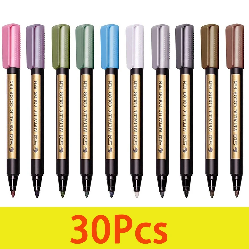 

30Pcs Fine Metallic Markers Paints Pens Art Permanent Writing Markers for Photo Album Gift Card DIY Craft Kids