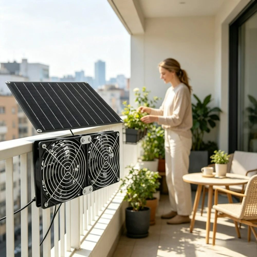 15W 20W Solar Dual Fan Cooling System IPX7 Waterproof Quiet High Airflow 3200RPM Vent Exhaust with Solar Panel for Dog House