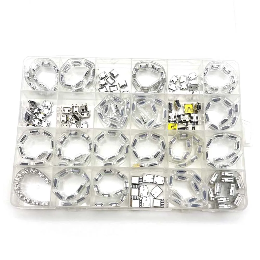 240 Teile/Satz 24 Modelle Micro Mini USB Typ B 5-Pin Buchse Rechtwinklig DIP Jack Stecker Plug-in Connector view 5