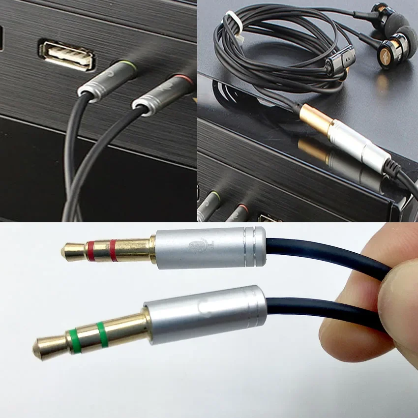 3.5 مللي متر تمديد سماعة محول محول كابل سماعة + هيئة التصنيع العسكري مقسم صوت Aux مهائي كابلات الحبل للكمبيوتر الكمبيوتر ميكروفون