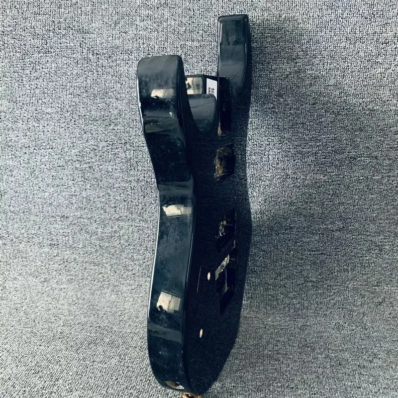 jB135 Black Color Electric Guitar Body in Solid Wood for Replace DIY Left Hand Floyd Rose Model with Damages for DIY Replace