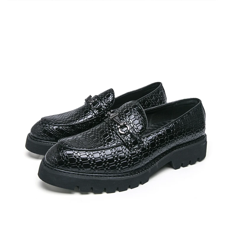 

Мужские кожаные лоферы без шнуровки на толстой подошве, удобные модельные туфли на платформе, деловые повседневные модные формальные туфли на увеличенной высоте