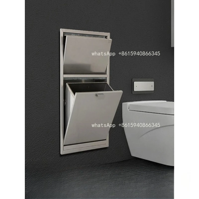 304 stainless steel embedded trash can, toilet tissue box, toilet brush niche two-in-one hidden embedded