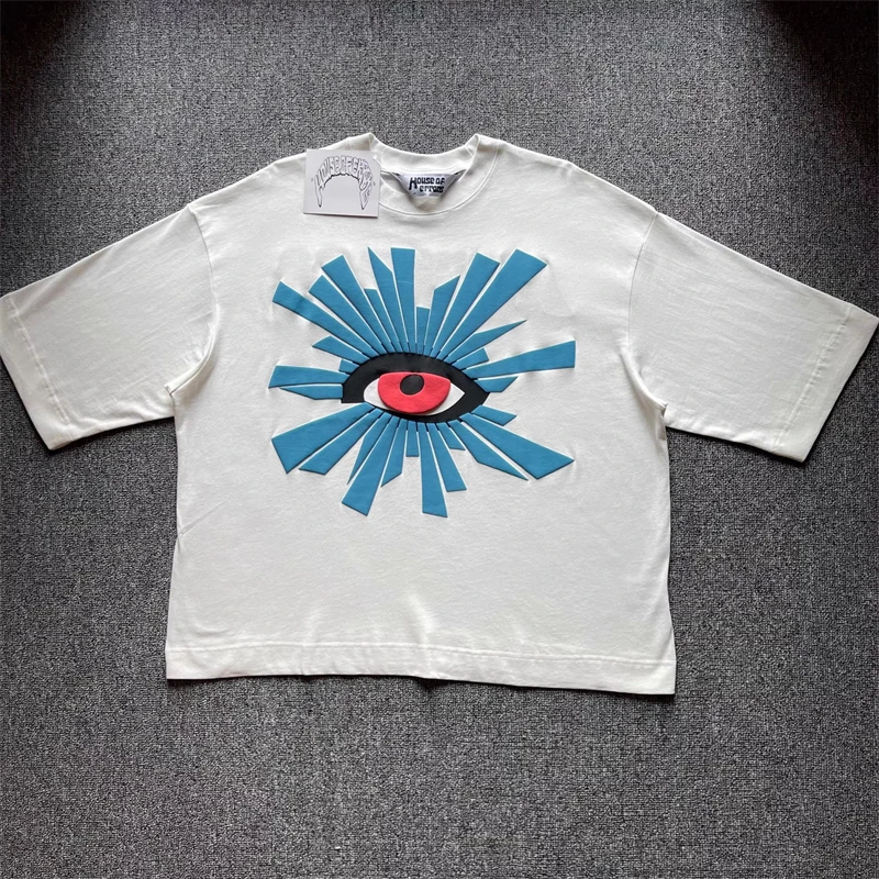 Foam Print HOUSE OF ERRORS T Shirt Men Women 1:1 Best Quality Washed Vintage Eye Print T-shirt Top Tees