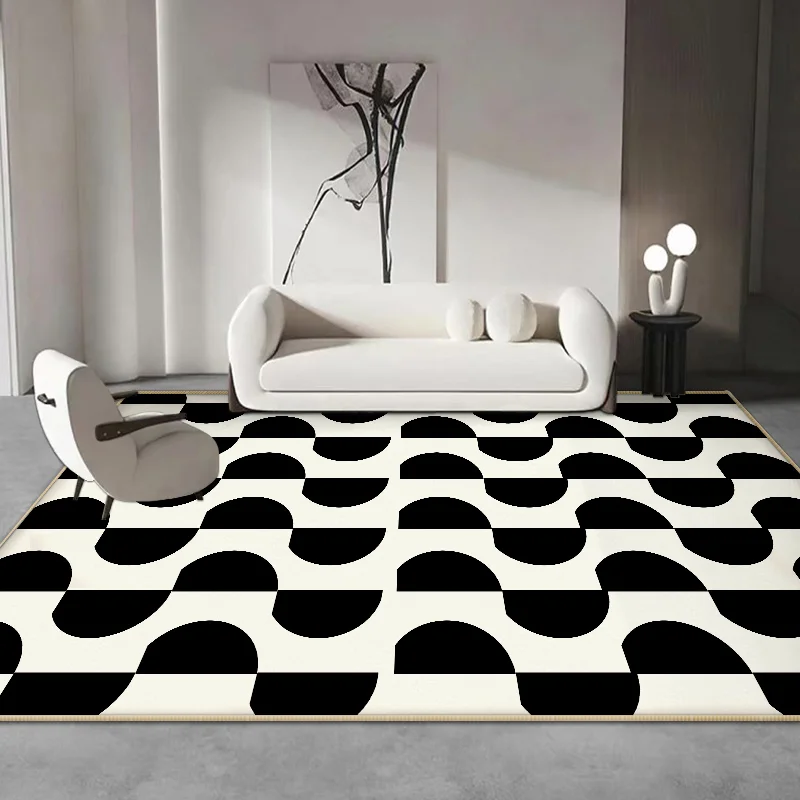 Imagem -04 - Tapetes de Luxo Leves para Sala de Estar Grande Área Listrado Lounge Rug Home Antiderrapante Mat Modern Simple Bedroom Decor Plush Carpet