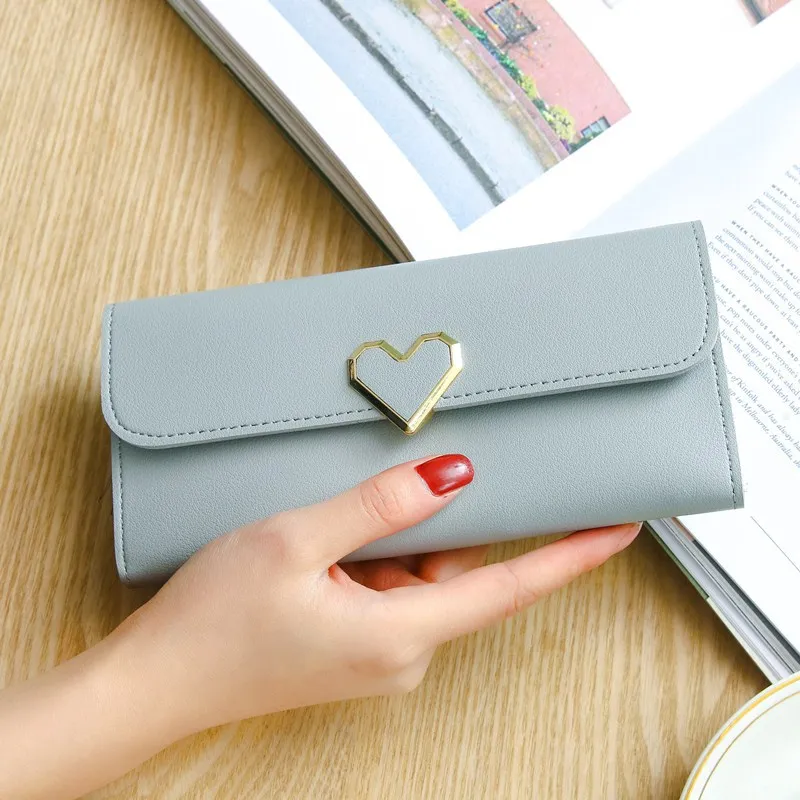 Portefeuilles longs en forme de cœur d\'amour pour femmes et filles, porte-monnaie, porte-cartes, pochette pour téléphone, luxe