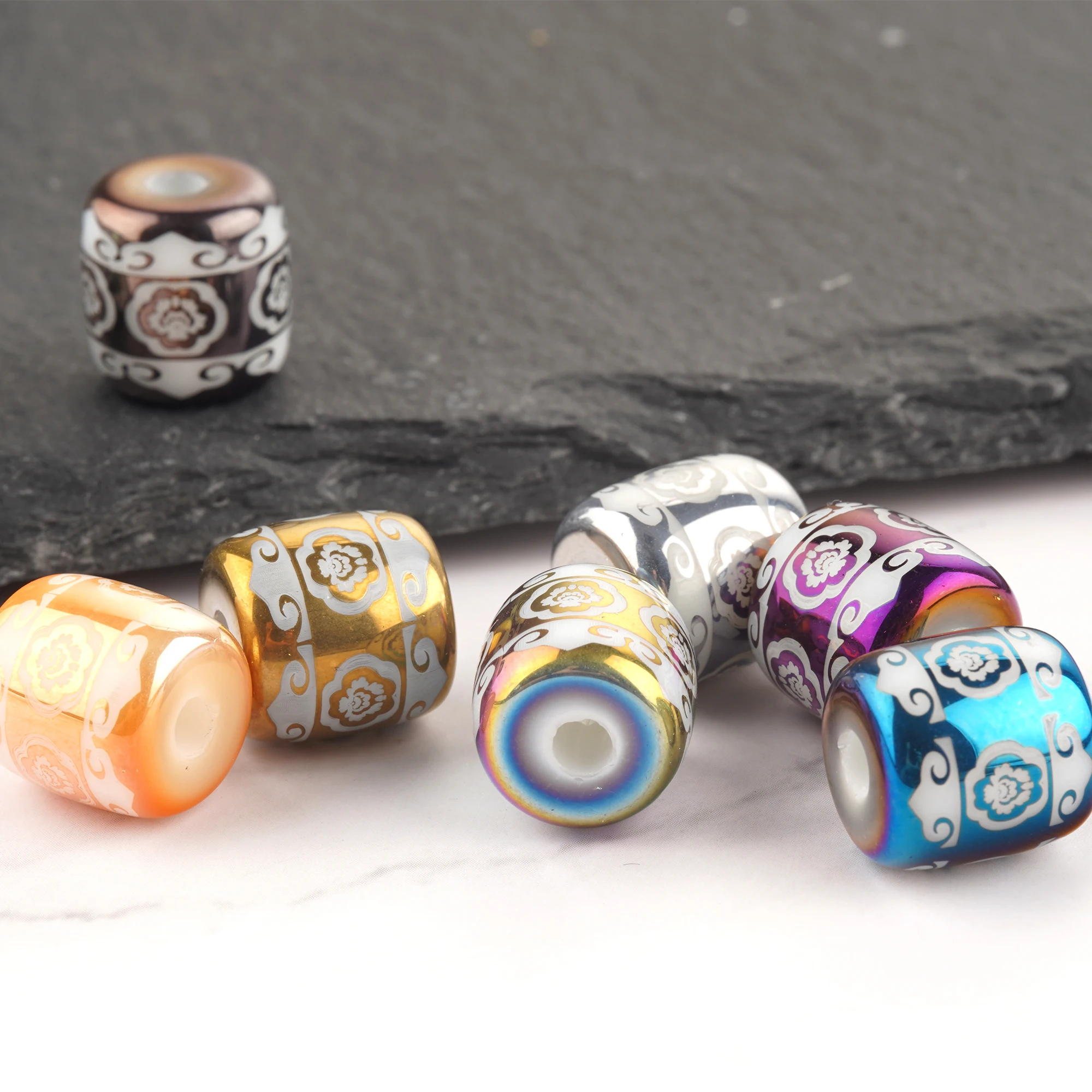 20/50pcs 12mm 8 Colors Electroplated Cylindrical Glass Beads DIY Bracelet Necklace Fecorative Beads