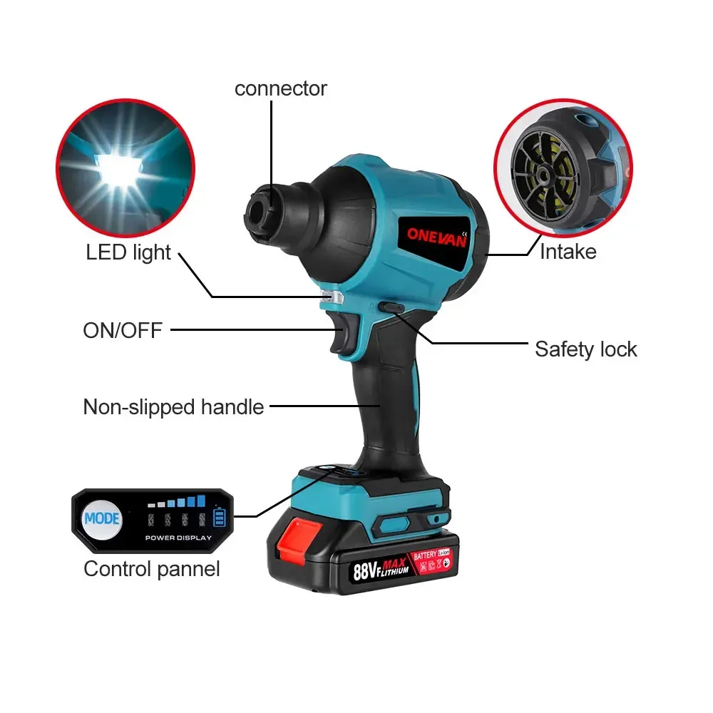 Wireelife-soplador de aire eléctrico 6 en 1, minisoplador recargable de 4000RPM, soplador de polvo inalámbrico, inflador de vacío para batería