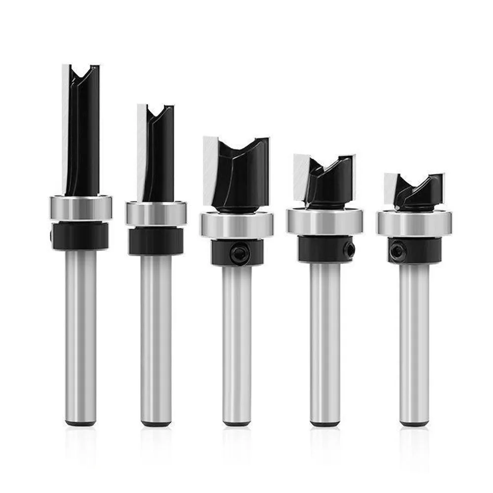 Tungsten Carbide Bearing Straight Bit,Trimming & Grooving Cutter for Woodworking Trimmer,Electrical Box Routing Bit