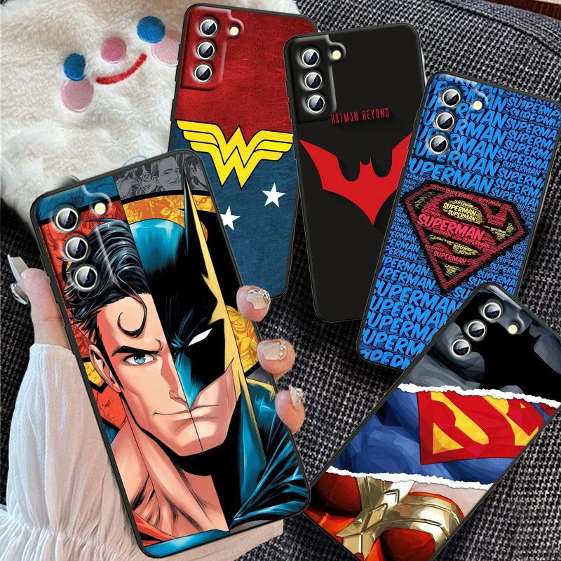 Super-mans B-Batmans Logo For Samsung Galaxy S24 S23 S22 S21 S20 FE S10 S10E Plus Ultra Pro Lite 5G Black Soft Phone Case