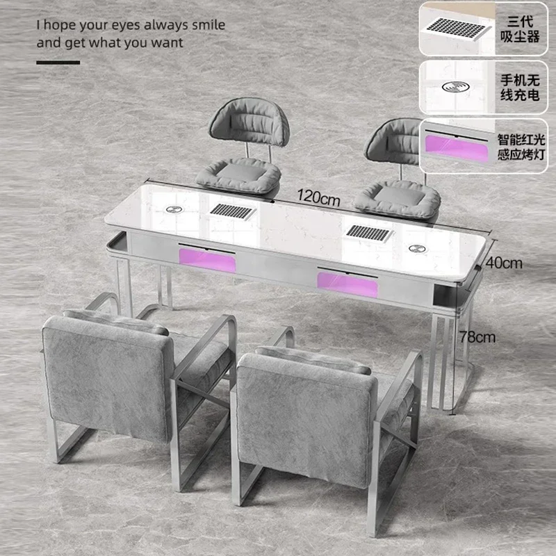 Dressing Modern Manicure Table Multifunction Japanese Storage Marble Tabletop Nail Tables Reception Salon Furniture Mesas LLMT