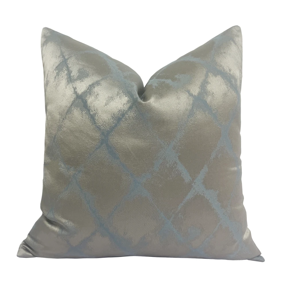 Modern Soft Texture Gray Wave Diamond Woven Decorative Pillow Case Bedding Sofa Cushion Cover 18x18