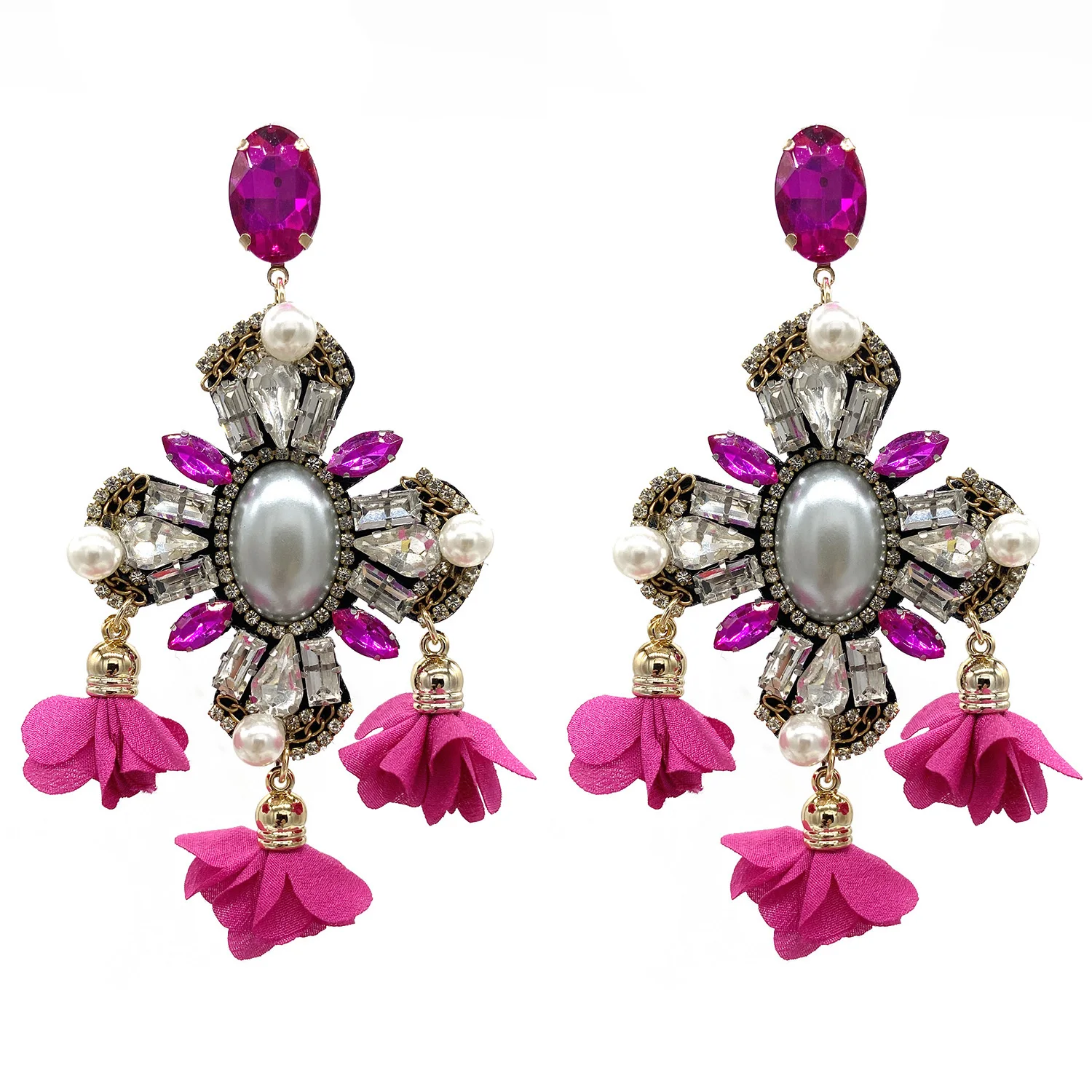 

New Fashion Bohemian Big Earrings For Women 2022 Oorbellen Tassel Crystal Exaggerated Pendant Earrings Trend Ladies Jewelry