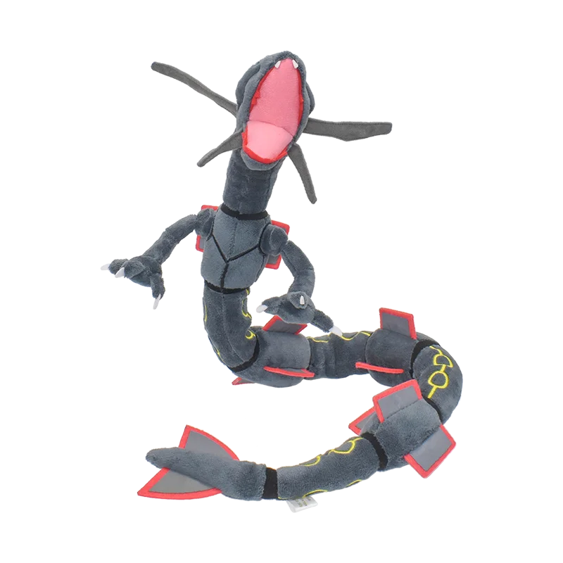 Jouets en peluche Rayquaza brillants, jeu d'animaux en peluche pour cadeau de collection, peluches douces, personnage de dessin animé mignon noir 12 pouces