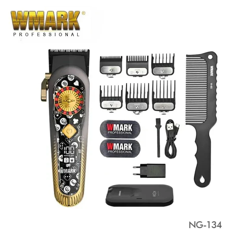 2024 New Wmark-cortadora de pelo ng-134 para hombre, mรกquina profesional de alta velocidad, recargable tipo C, con soporte de carga