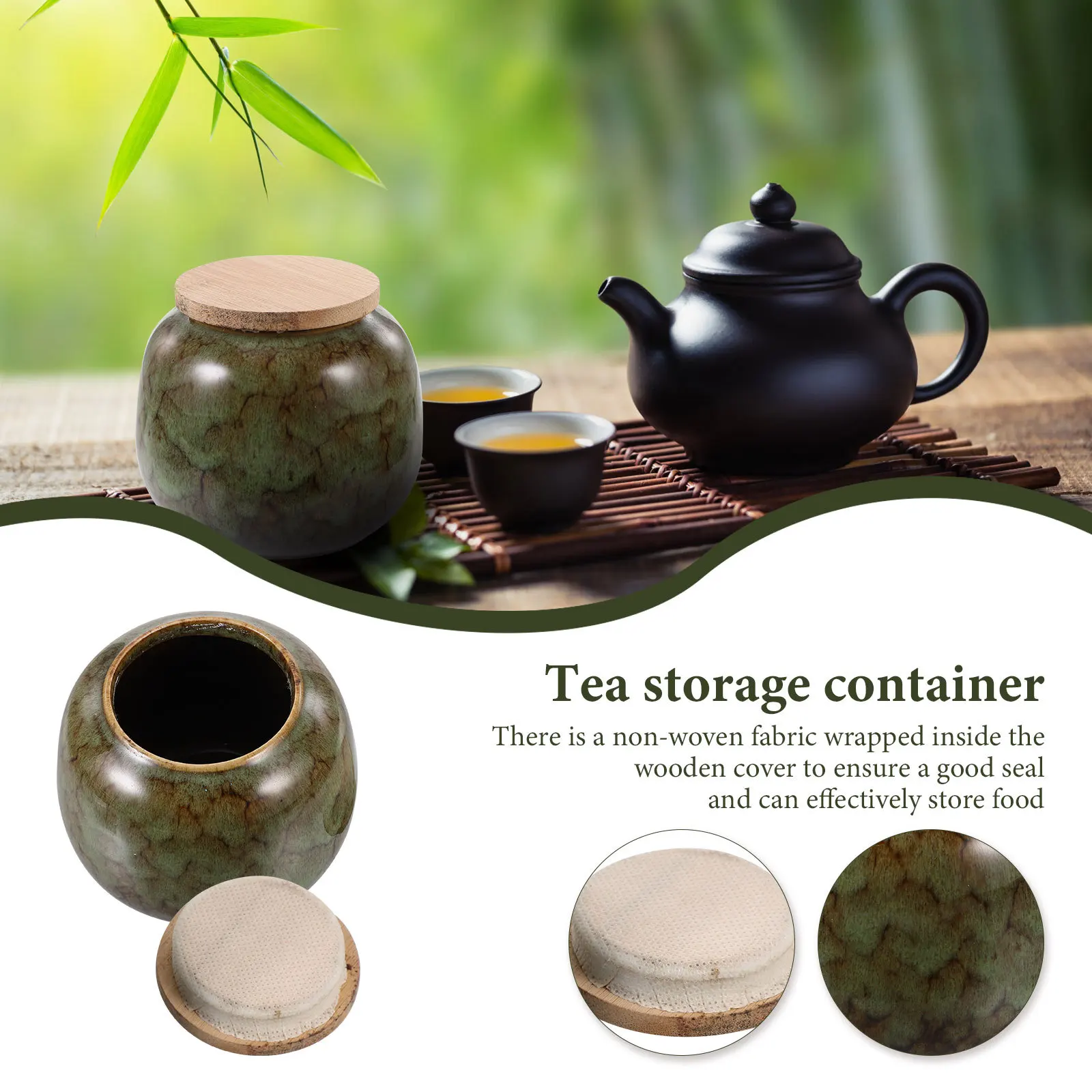 

Airtight Lid Tea Canister Chinese Style Storage Jars Finely Polished Round Details Stable Placement 200ml Ceramic Storage Jars