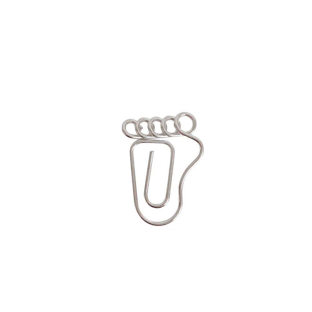 20pcs/set Creative interesting popular cute silver paper clip mini feet children's bookmarks gifts student stationery Q059