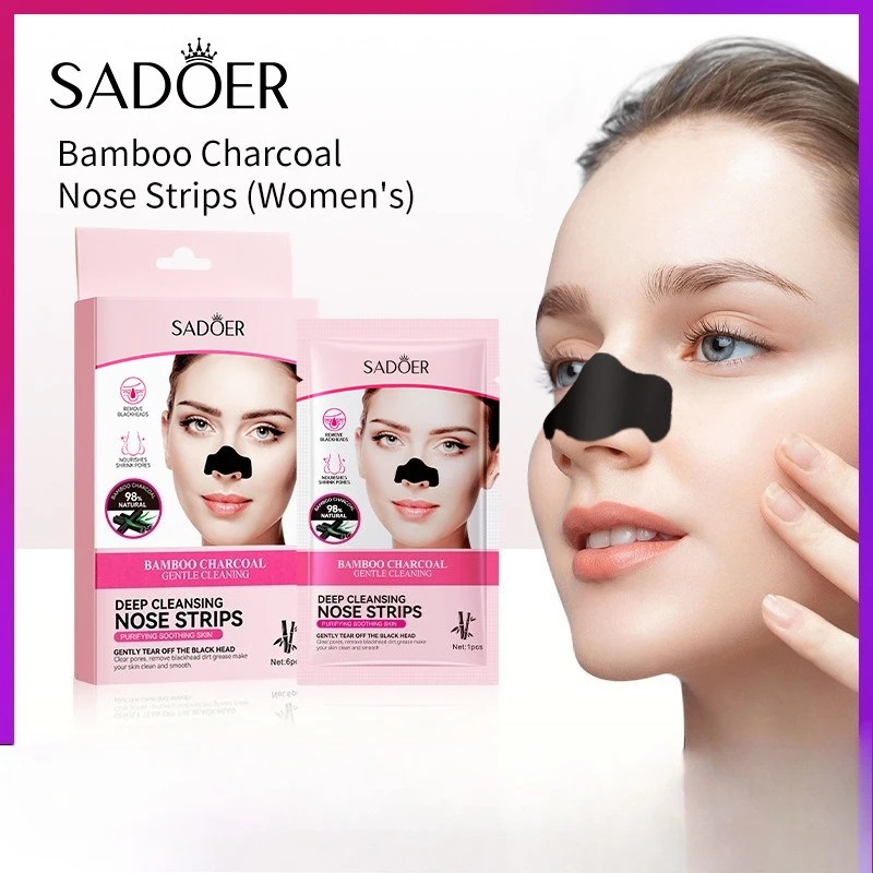 Full English Bamboo Charcoal Women's Nose Patch SADOER Deep Cleaning Blackhead Removal Mask