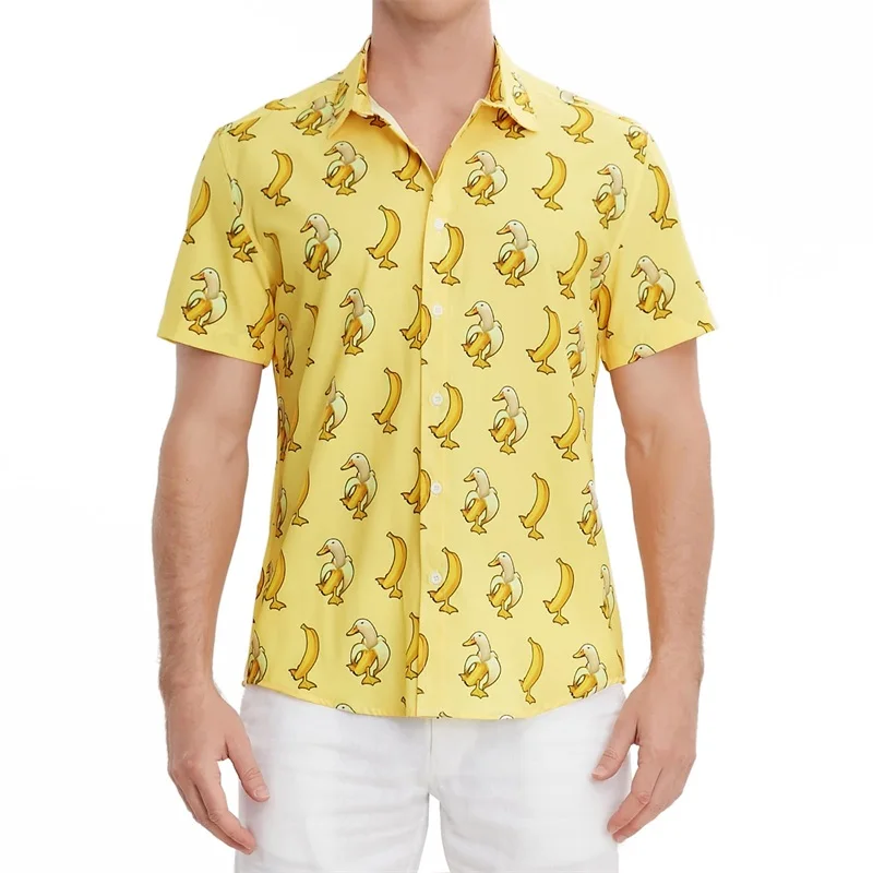 Heren Ei Patroon Print Strandshirts Casual Korte Mouwen Tropische Hawaiiaanse Shirts Voor Mannen Grappig Button Down Shirt Kleding